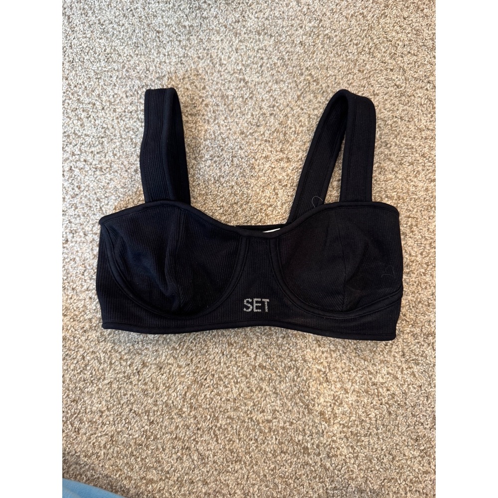 Set Active Sculptflex Ribbed Sports Bra Onyx Black XS Balconette Bra Top